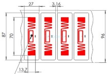 Метка ISBC Labels 87x27 UHF, UCODE8, paper adhesive (70x13,7)