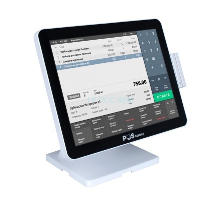 Сенсорный моноблок POSCenter Atlas (15&quot;, PCAP, J4125, RAM 8Gb, SSD M2 128Gb, MSR) без ОС, БЕЛЫЙ